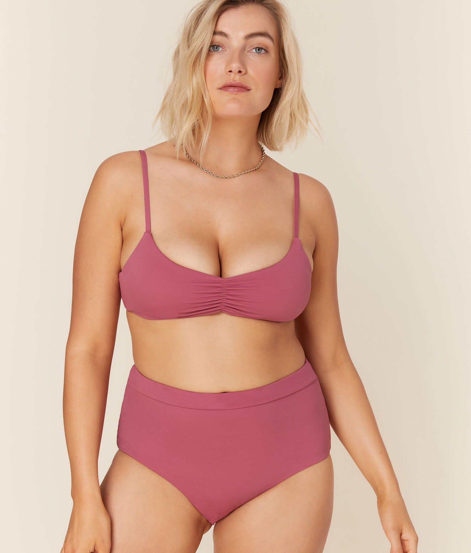 The Wide Band High Waisted Bottom - Eco Nylon - Mulberry sold by Andie product image thumbnail 4