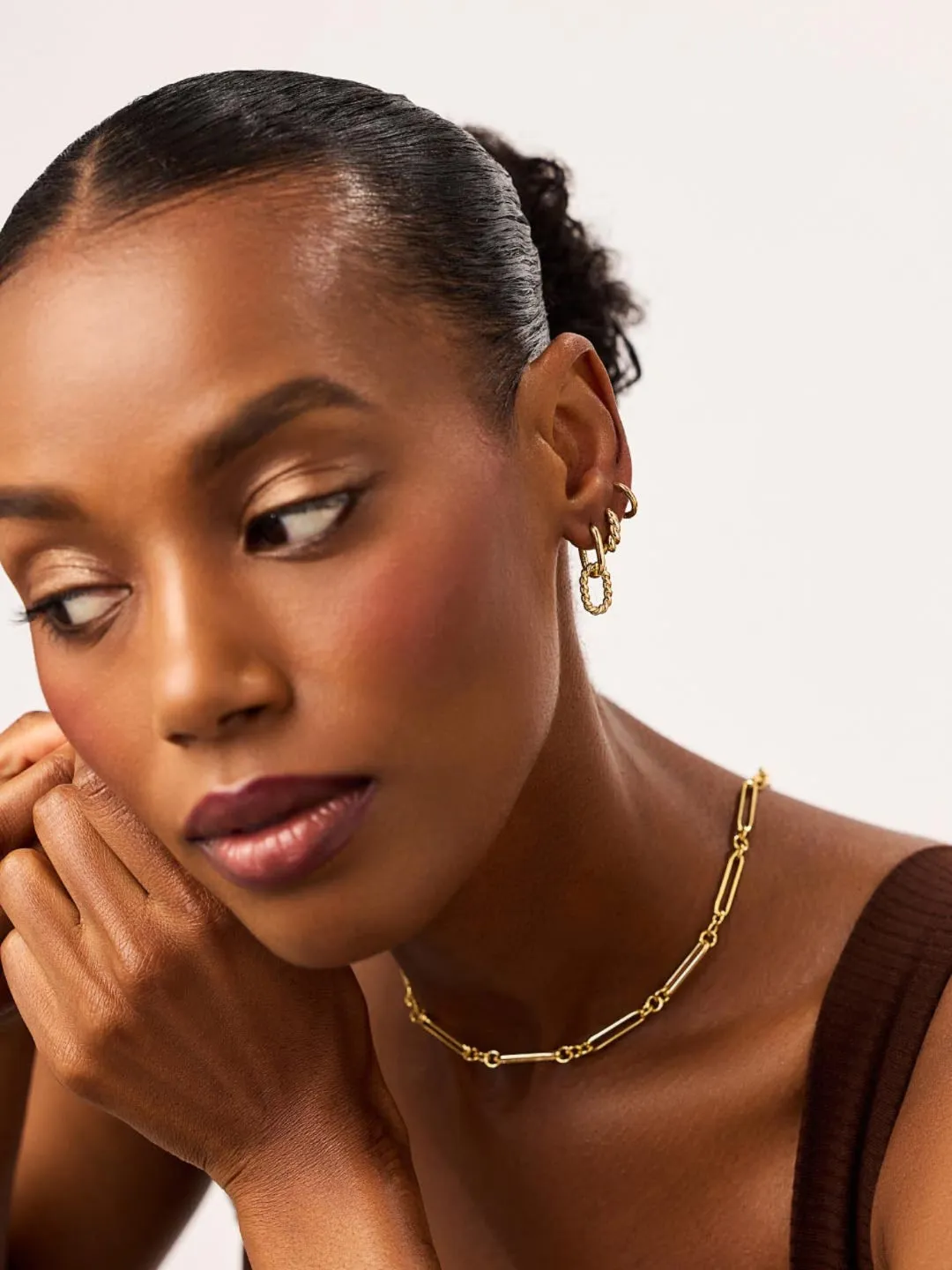 Ash Double Mini Gold Drop Earrings sold by Andie product image thumbnail 2