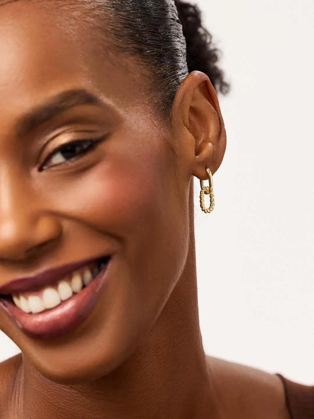 Ash Double Mini Gold Drop Earrings sold by Andie product image thumbnail 5