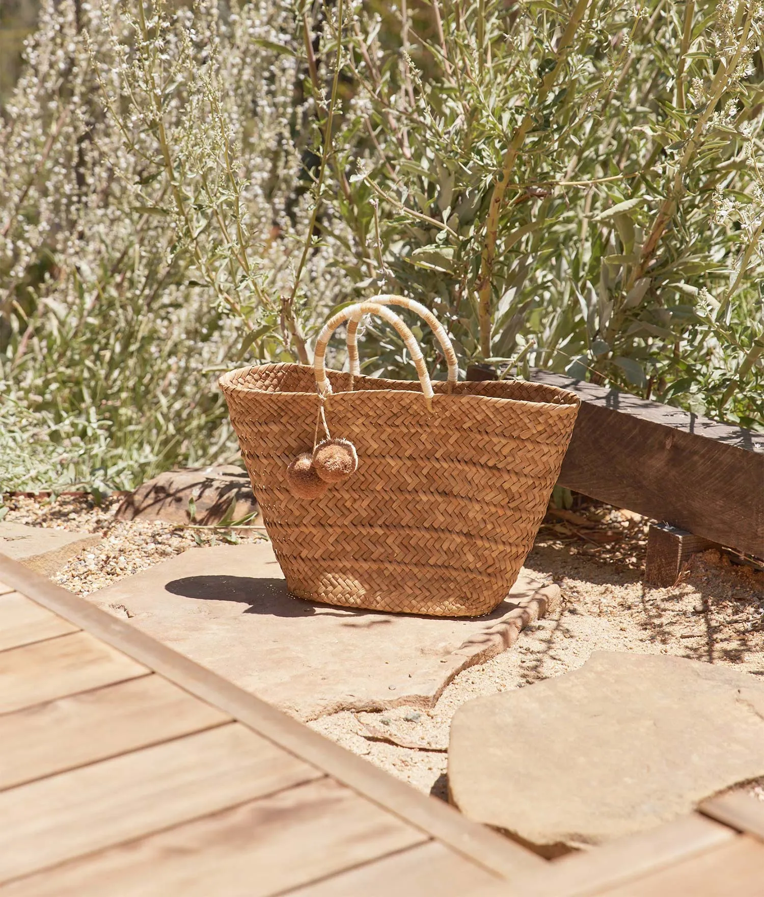 Oversized St Tropez Pom Pom Tote - Natural - Kayu sold by Andie product image thumbnail 5