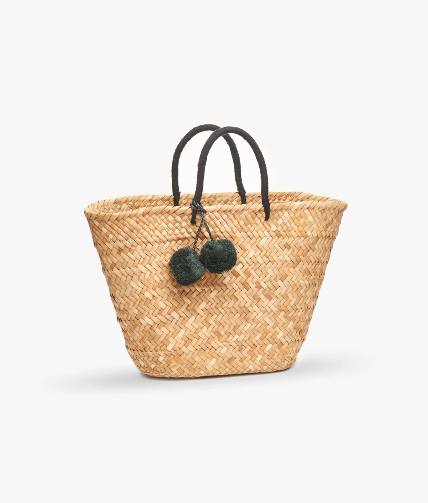 Oversized St Tropez Pom Pom Straw Tote (Black ) sold by Andie product image thumbnail 3
