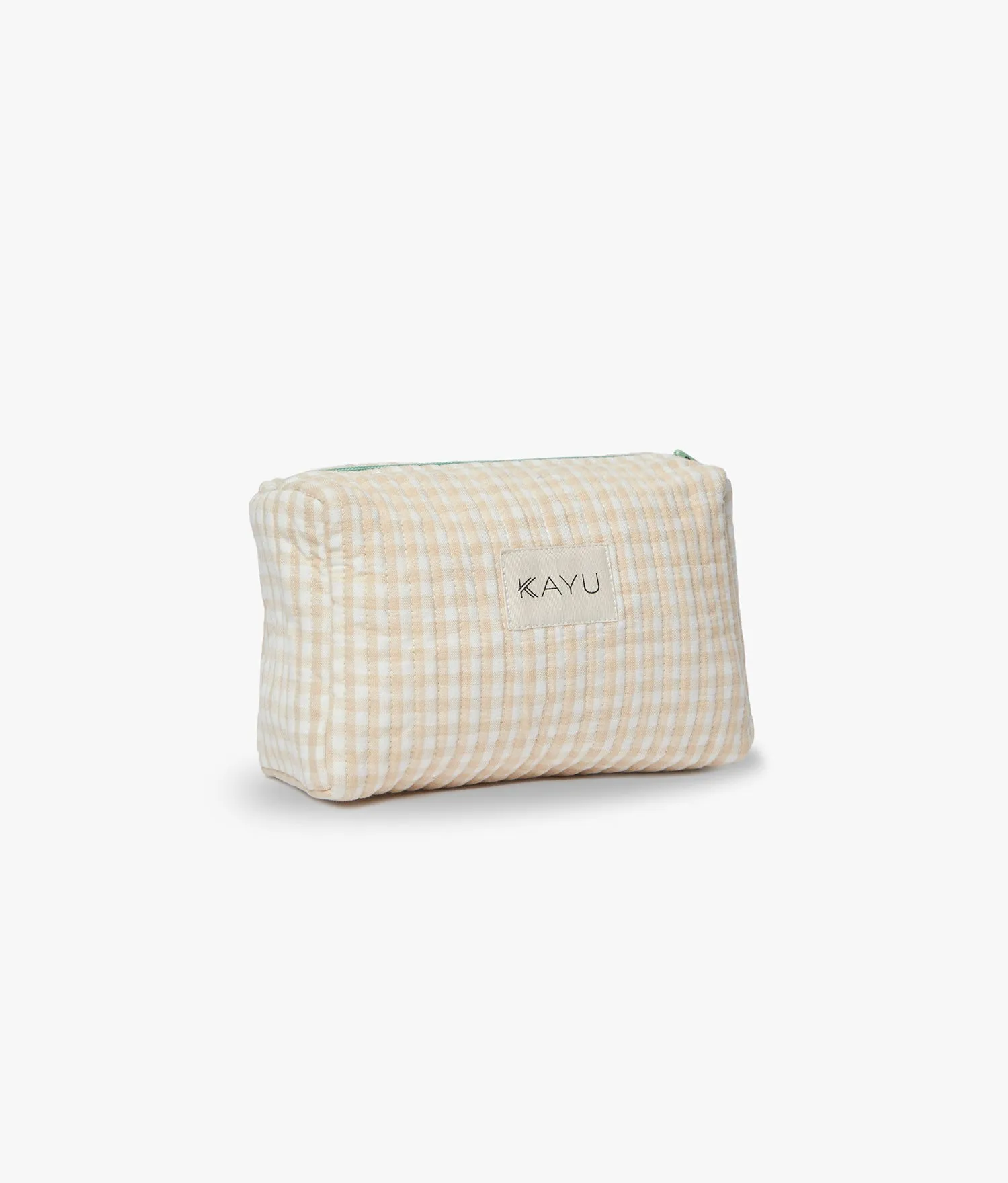 Mini Elsie Travel Case Zip Pouch Bag - Beige Gingham - Kayu sold by Andie product image thumbnail 3