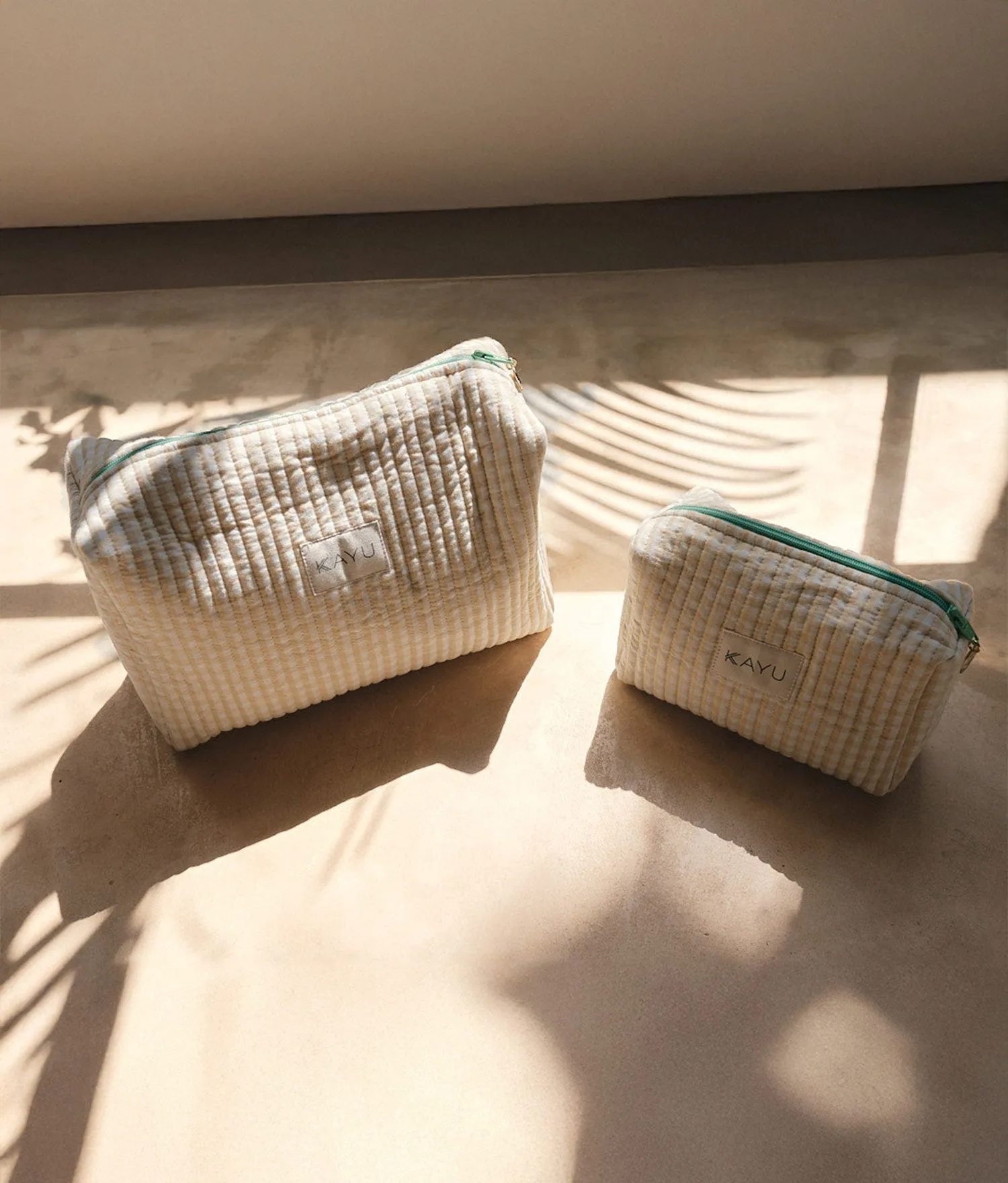 Mini Elsie Travel Case Zip Pouch Bag - Beige Gingham - Kayu sold by Andie product image thumbnail 4