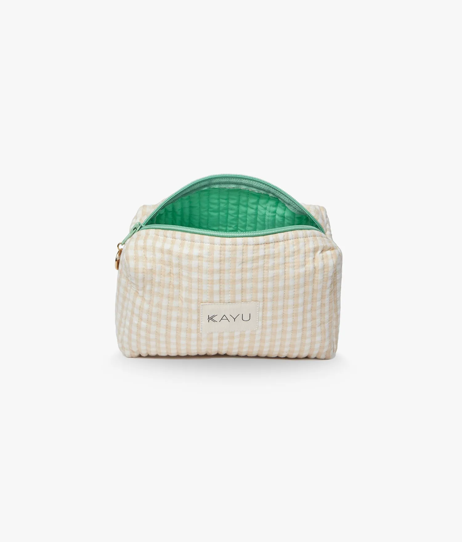 Mini Elsie Travel Case Zip Pouch Bag - Beige Gingham - Kayu sold by Andie product image thumbnail 2