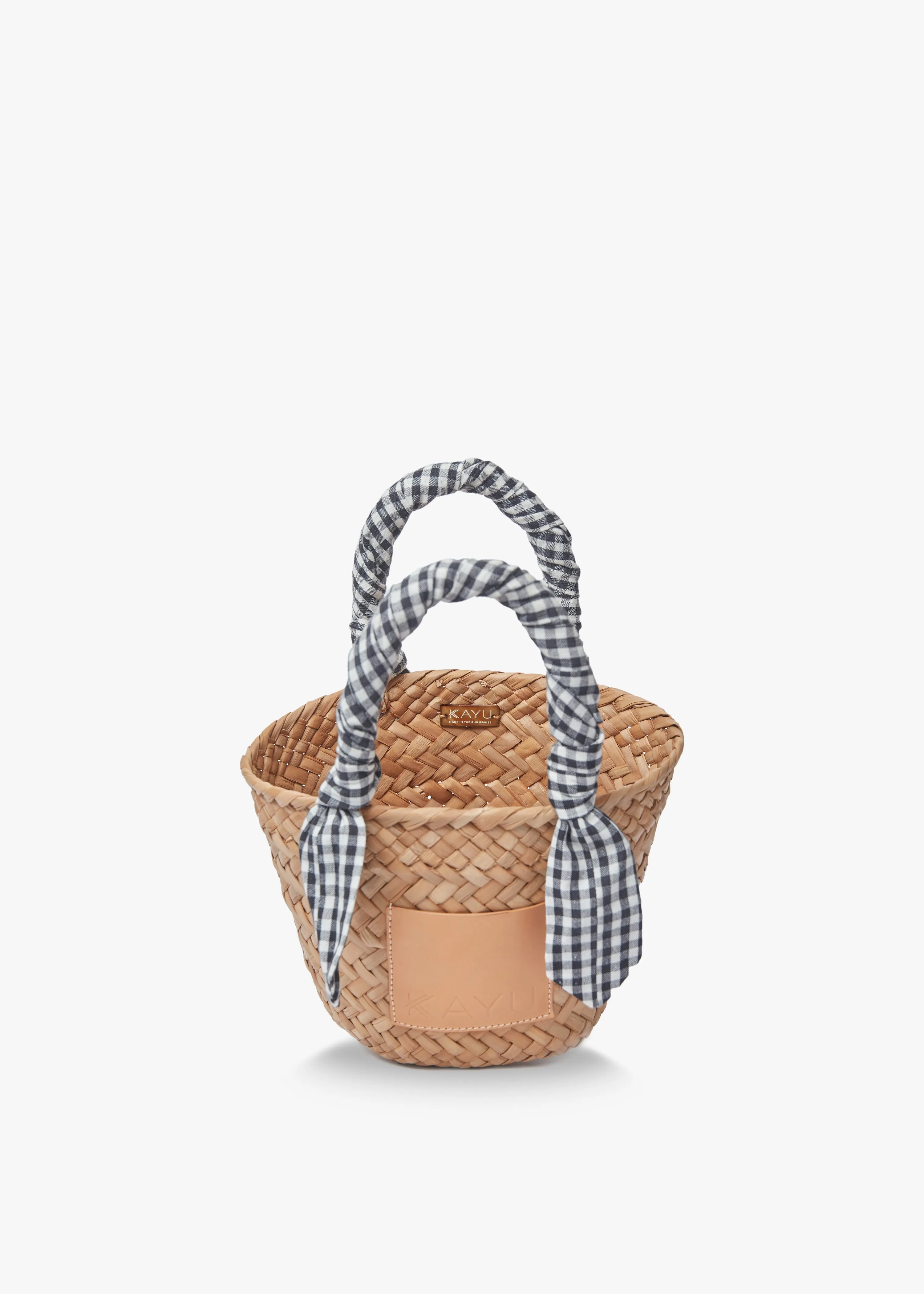 Mini Marlow Straw Scarf Tote Bag - Black Gingham - Kayu sold by Andie product image thumbnail 2