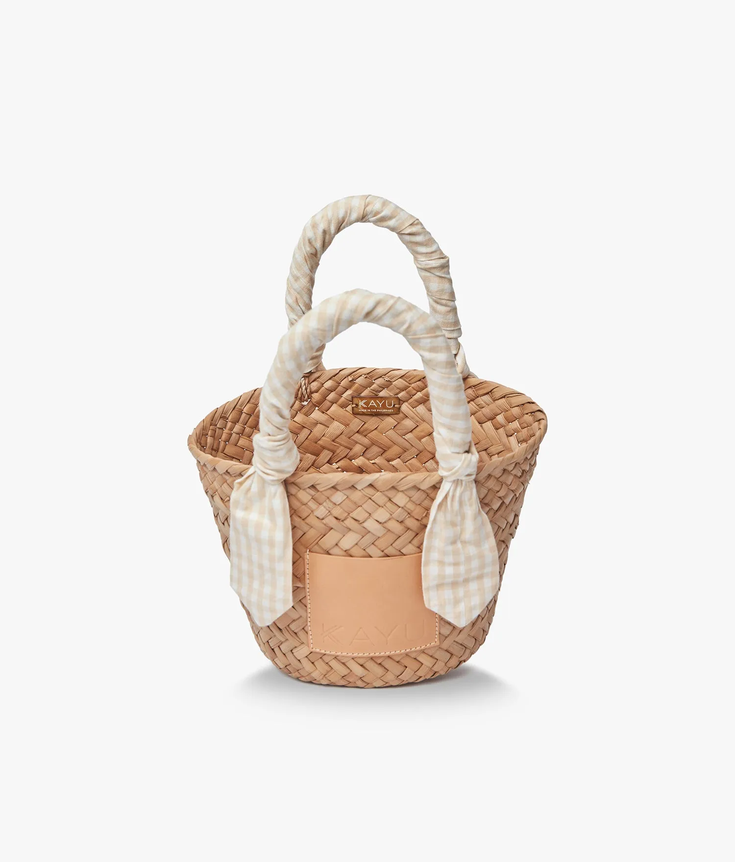 Mini Marlow Straw Scarf Tote Bag - Beige Gingham - Kayu sold by Andie product image thumbnail 2