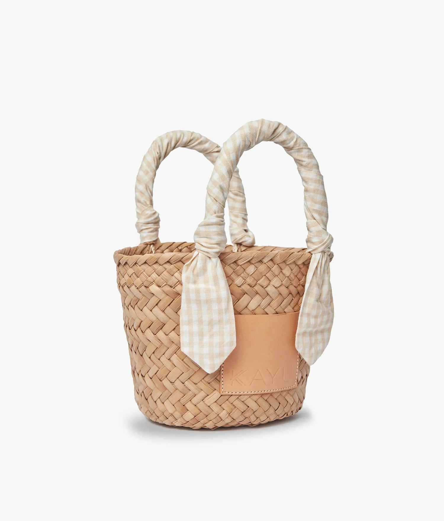 Mini Marlow Straw Scarf Tote Bag - Beige Gingham - Kayu sold by Andie product image thumbnail 3