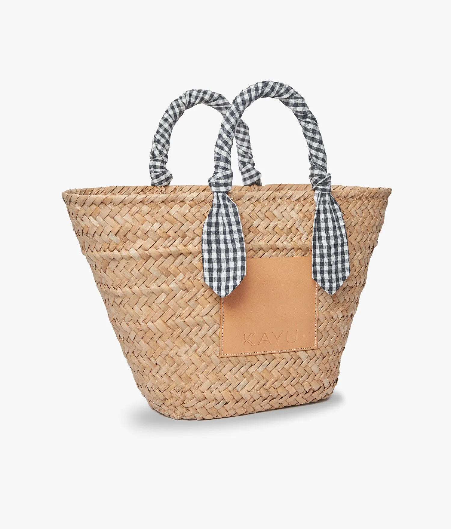 Marlow Straw Scarf Tote Bag - Black Gingham - Kayu sold by Andie product image thumbnail 2