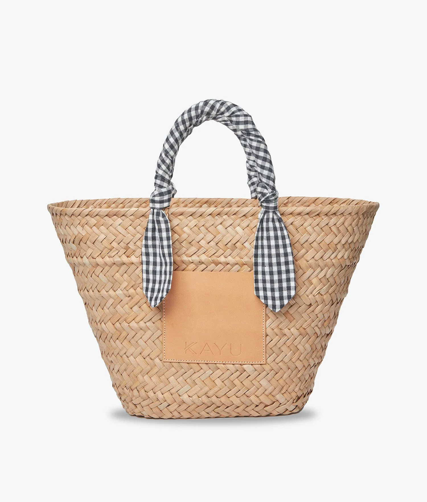 Marlow Straw Scarf Tote Bag - Black Gingham - Kayu sold by Andie