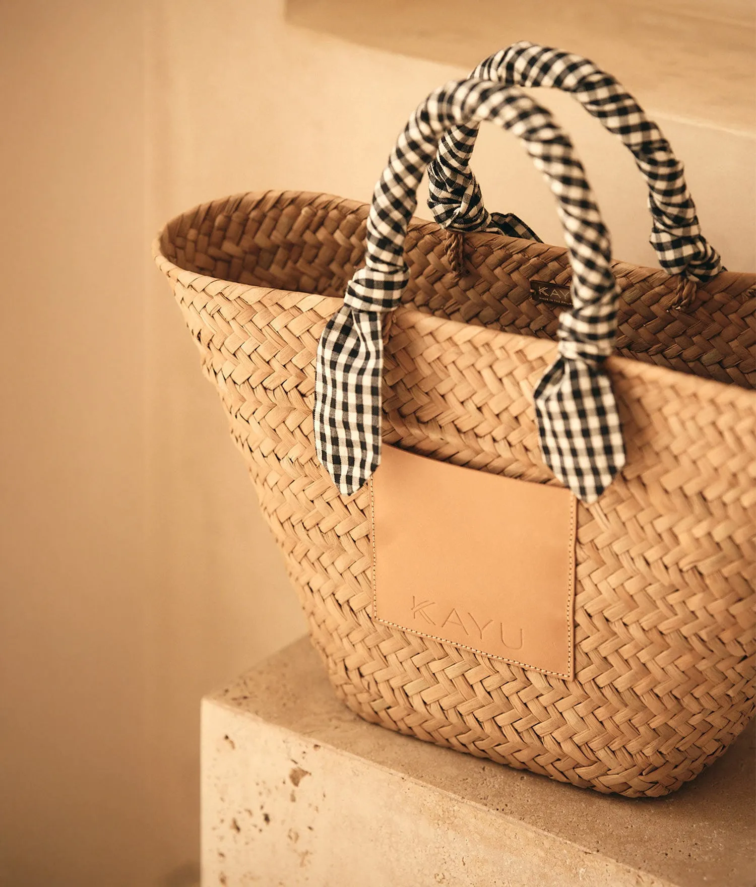 Marlow Straw Scarf Tote Bag - Black Gingham - Kayu sold by Andie product image thumbnail 3