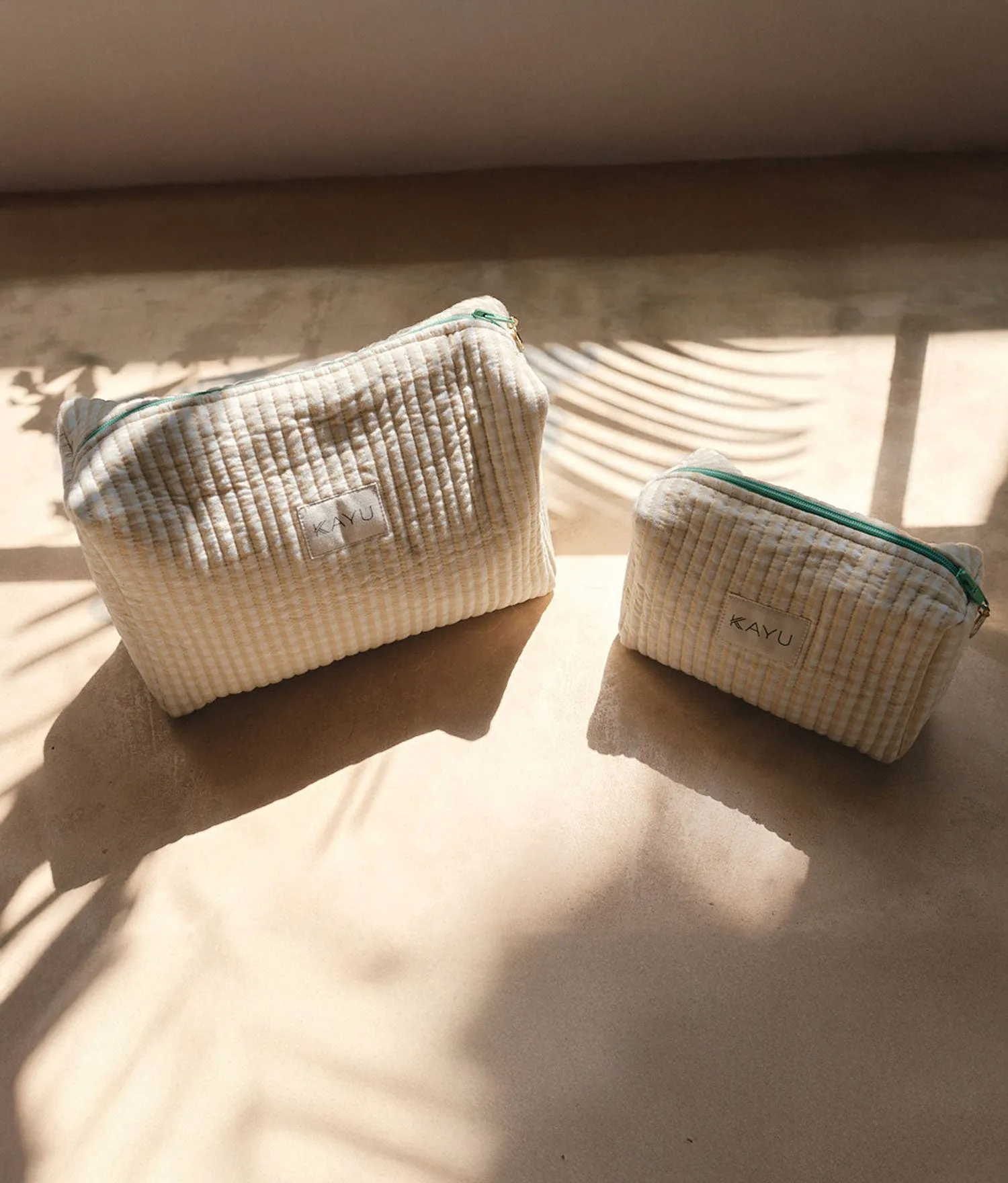 Elsie Travel Case Zip Pouch Bag (Beige Gingham) sold by Andie product image thumbnail 4