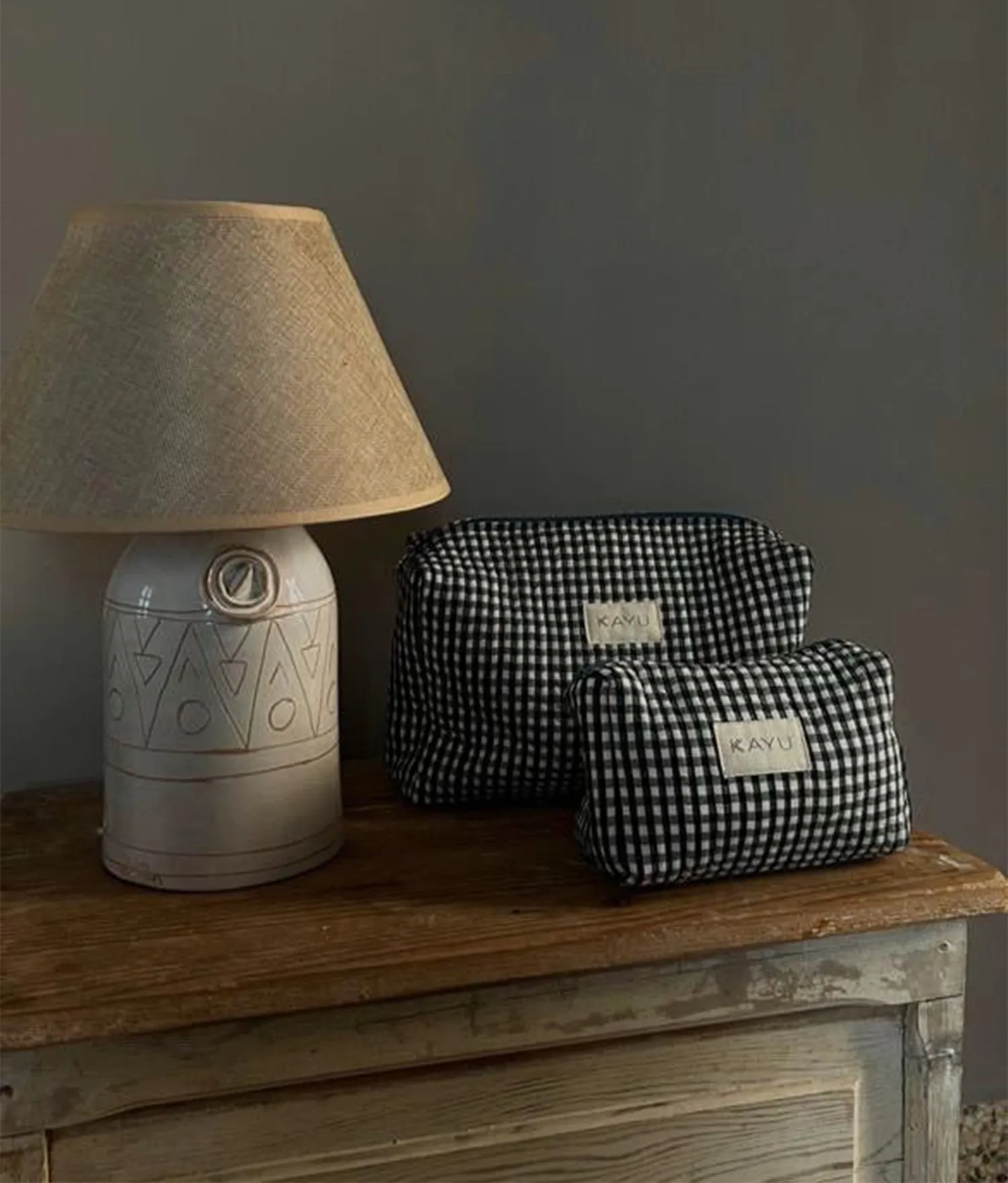 Elsie Travel Case Zip Pouch Bag (Black Gingham) sold by Andie product image thumbnail 4