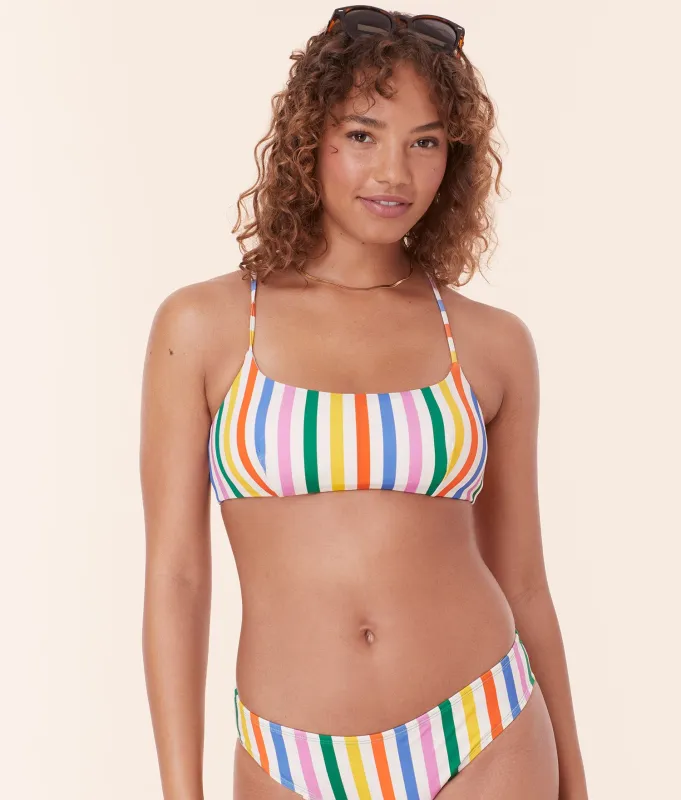 The Fiji Bikini Top - Eco Nylon - Rainbow Stripe sold by Andie