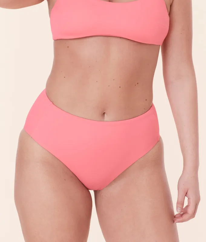 The High Rise Bikini Bottom - Eco Nylon - Petal sold by Andie
