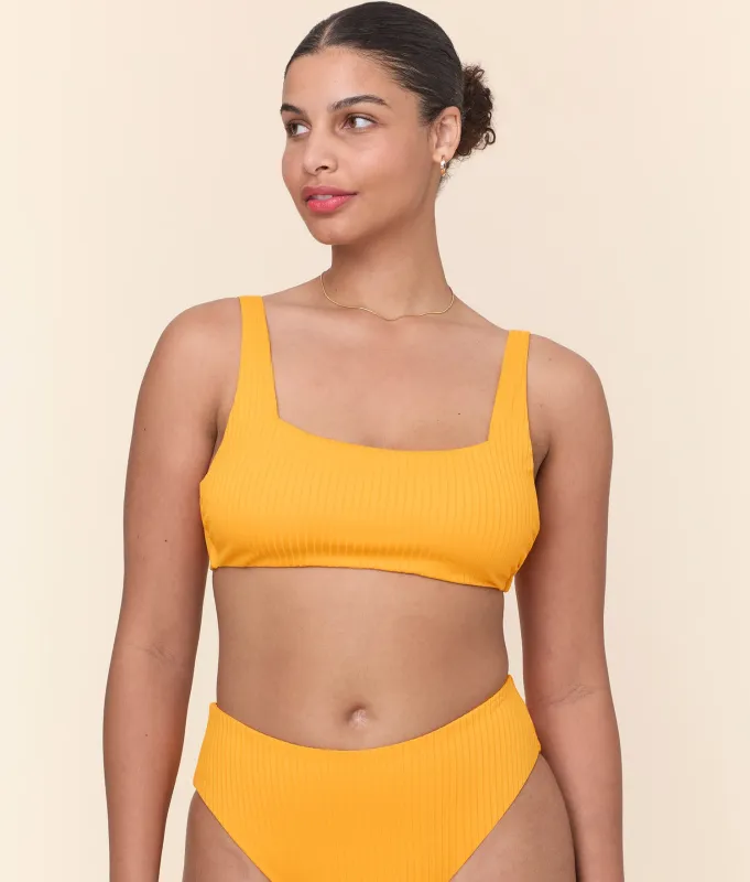 The Rye Bikini Top - Wide Rib - Tangerine sold by Andie