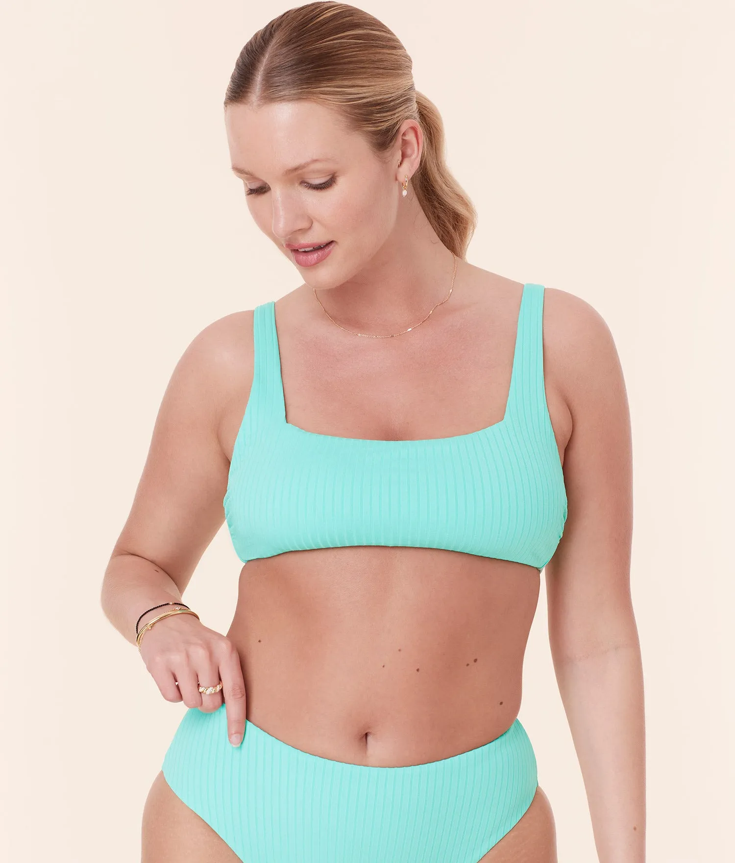 The Rye Bikini Top - Wide Rib - Opal sold by Andie