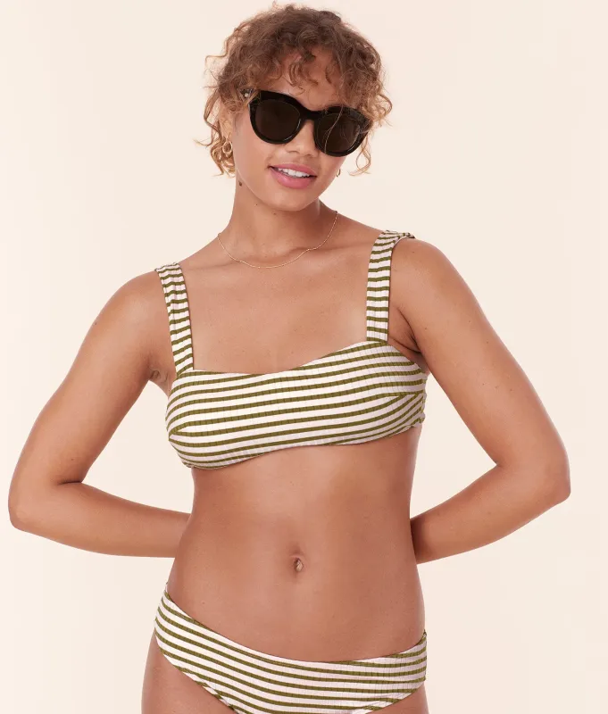 The Kalama Bikini Top - Striped Rib - Iguana sold by Andie