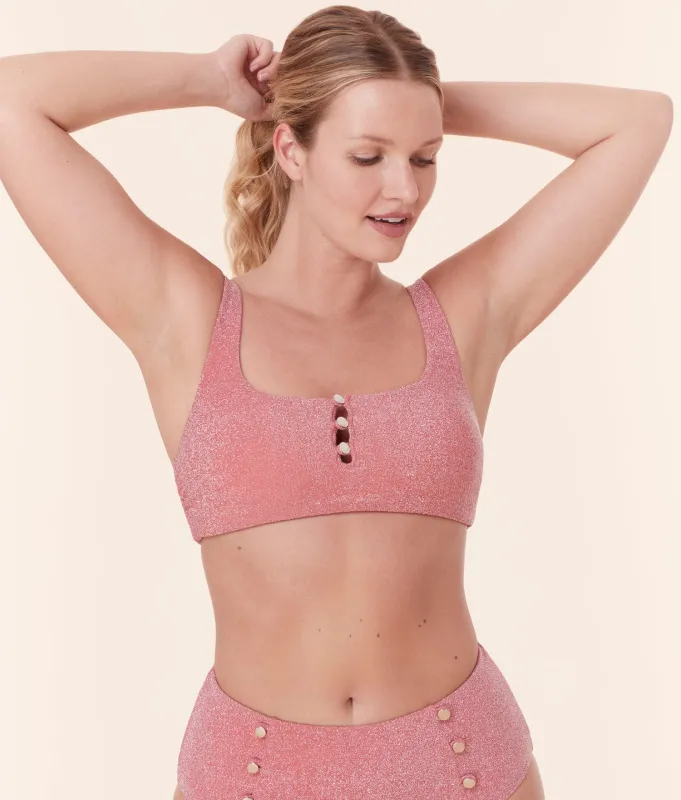 The Lipari Bikini Top - Glitter - Shell sold by Andie