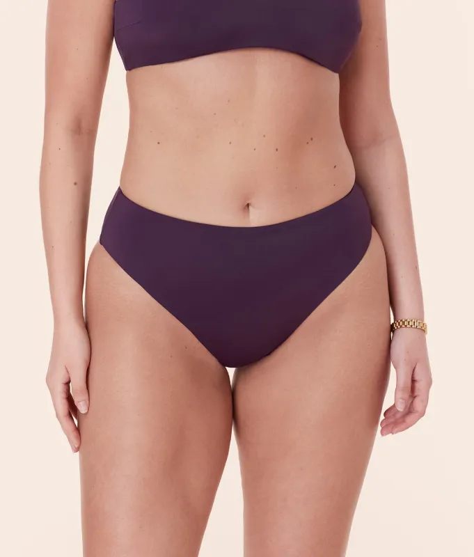 The 90s High Waist Bikini Bottom - Eco Nylon - Acai sold by Andie