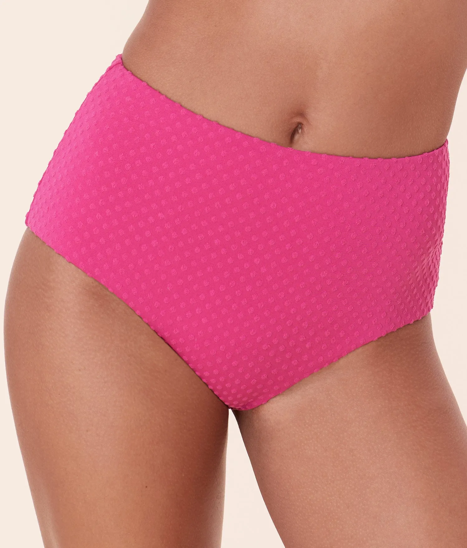 The High Waist Bikini Bottom - Terry Dot - Cerise sold by Andie product image thumbnail 4
