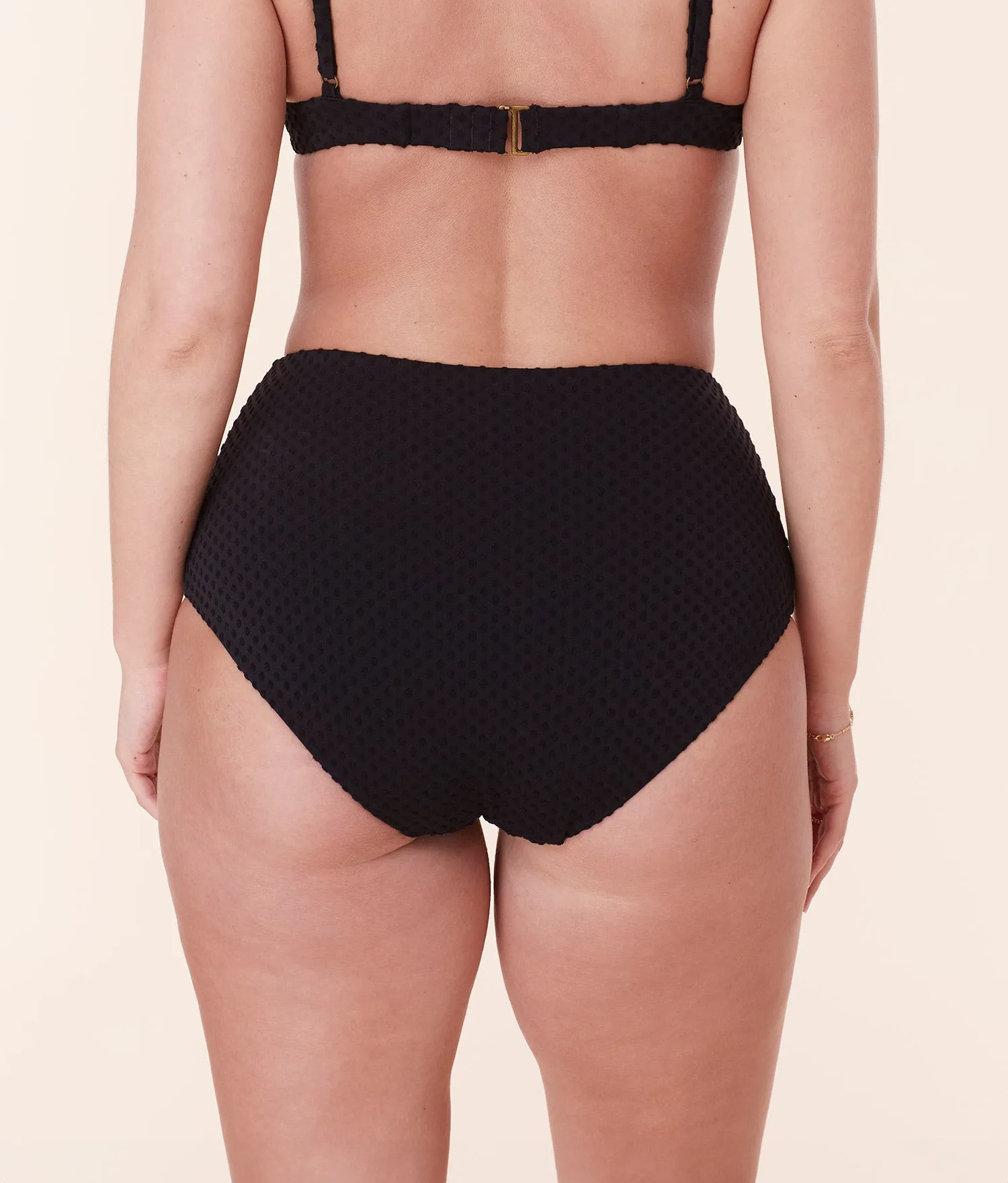 The High Waist Bikini Bottom - Terry Dot - Black sold by Andie product image thumbnail 2