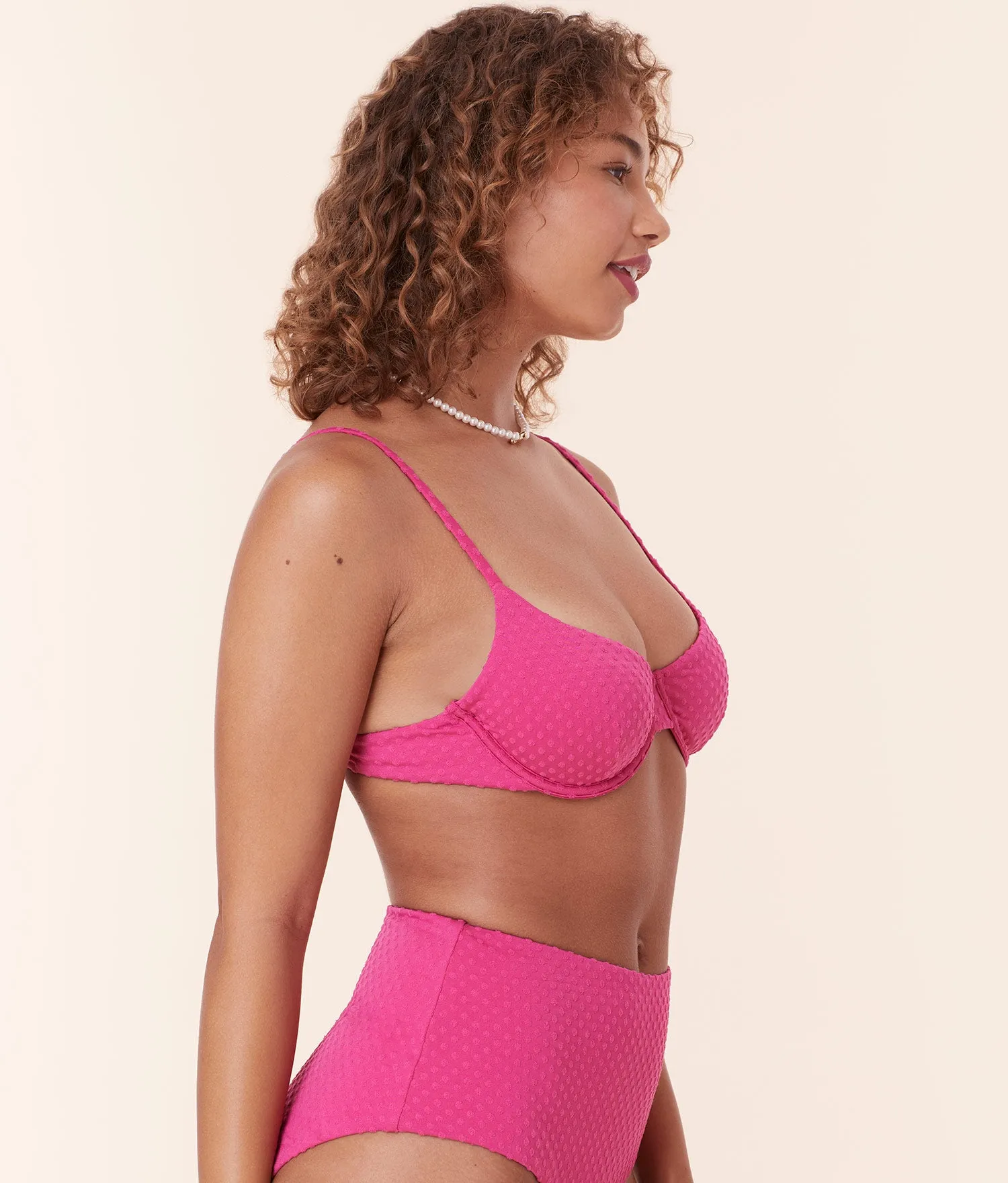The Bermuda Bikini Top - Terry Dot - Cerise sold by Andie product image thumbnail 3