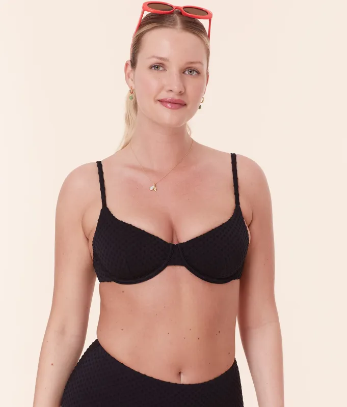 The Bermuda Bikini Top - Terry Dot - Black sold by Andie