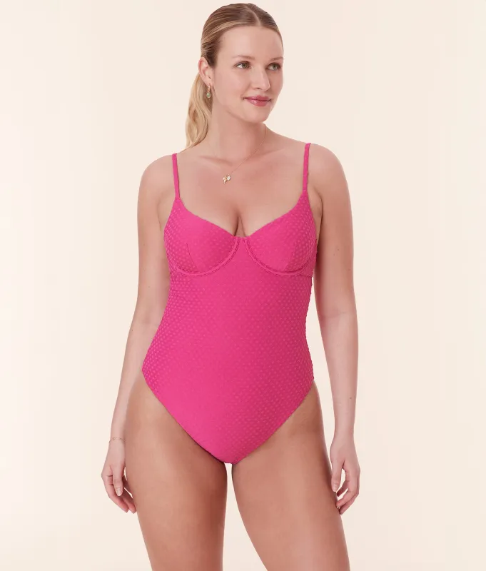 The Bermuda One Piece - Terry Dot - Cerise - Classic sold by Andie