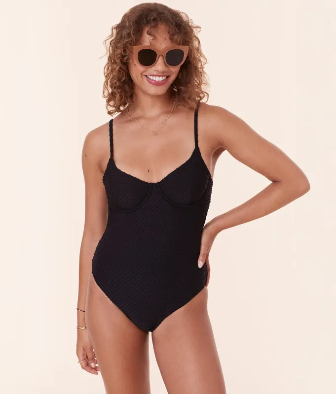 The Bermuda One Piece - Terry Dot - Black - Classic sold by Andie
