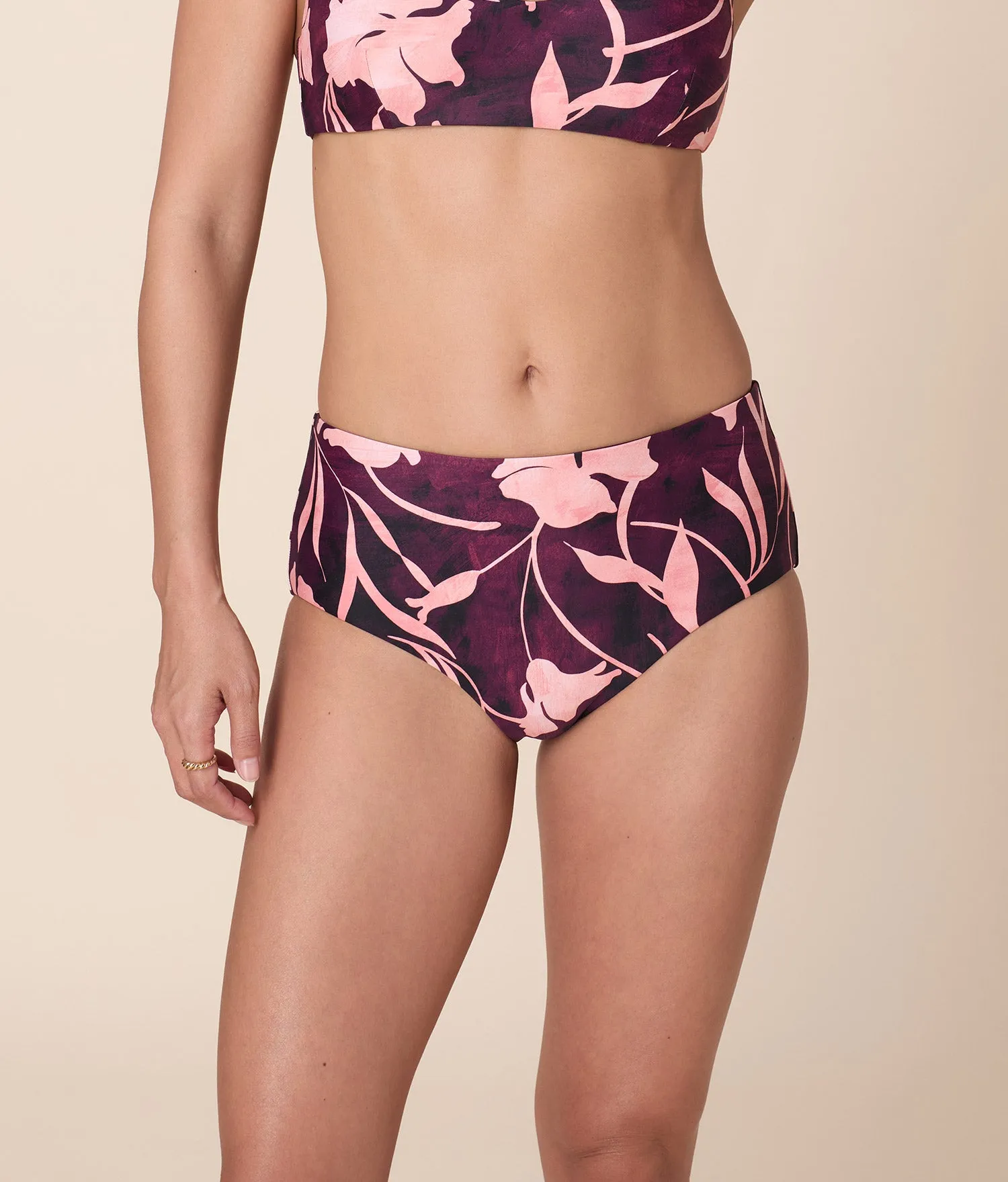 Andie X Lands’ End Tugless High Waist Bikini Bottom - Eco Nylon - Abstract Floral sold by Andie