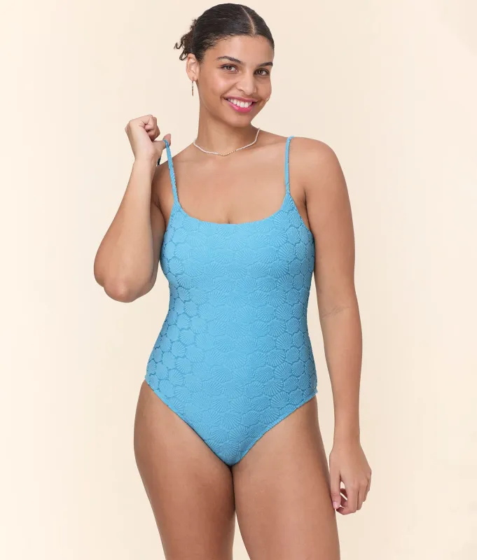 The Jetties One Piece - Terry Shells - Crystal - Long Torso sold by Andie
