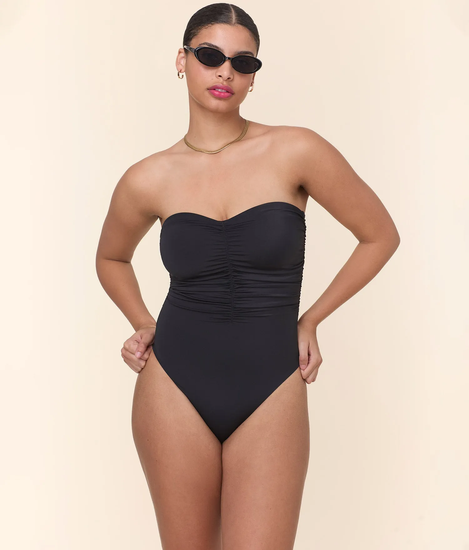 The Pana One Piece - Eco Nylon - Black - Long Torso sold by Andie