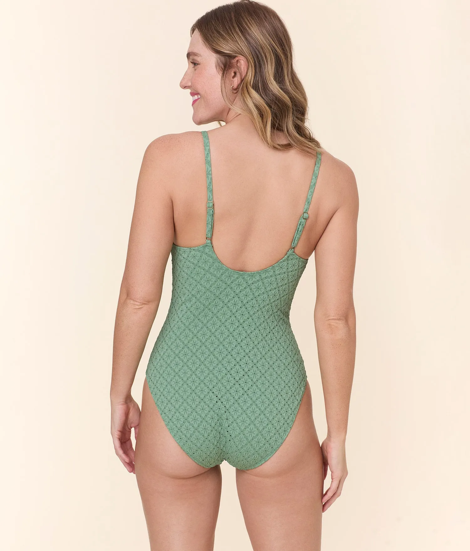The Sicily One Piece - Eyelet - Eucalyptus - Classic sold by Andie product image thumbnail 3