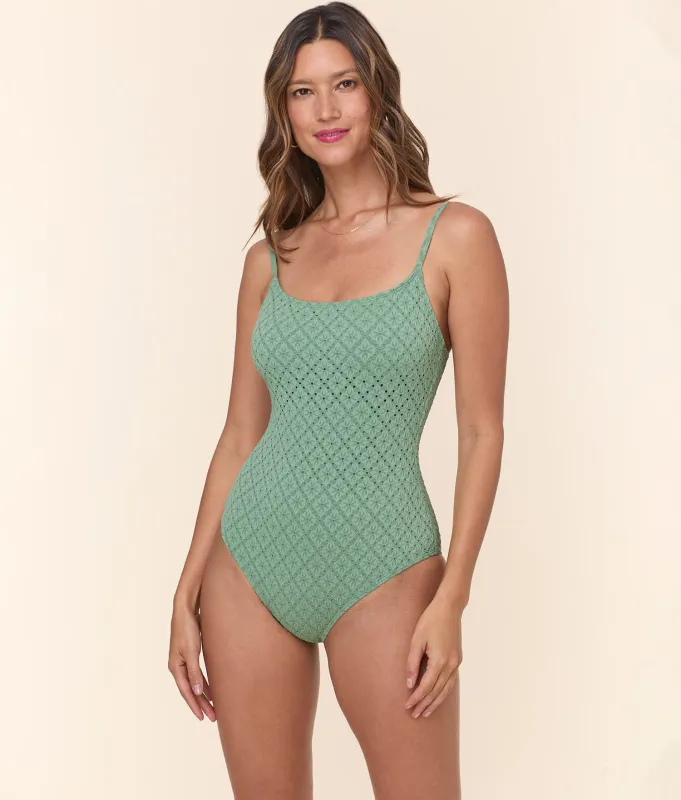 The Jetties One Piece - Eyelet - Eucalyptus - Classic sold by Andie