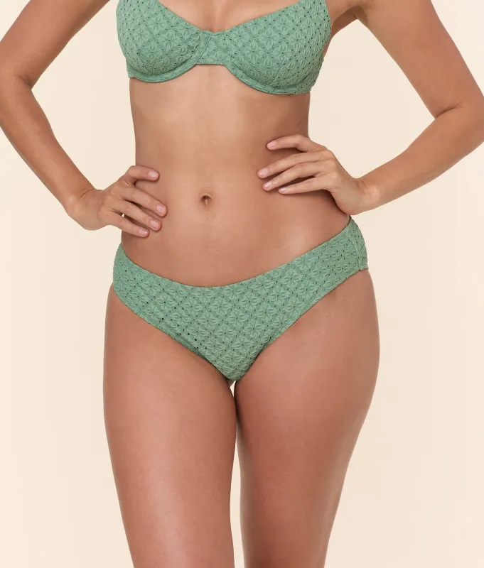 The Classic Bikini Bottom - Eyelet - Eucalyptus sold by Andie