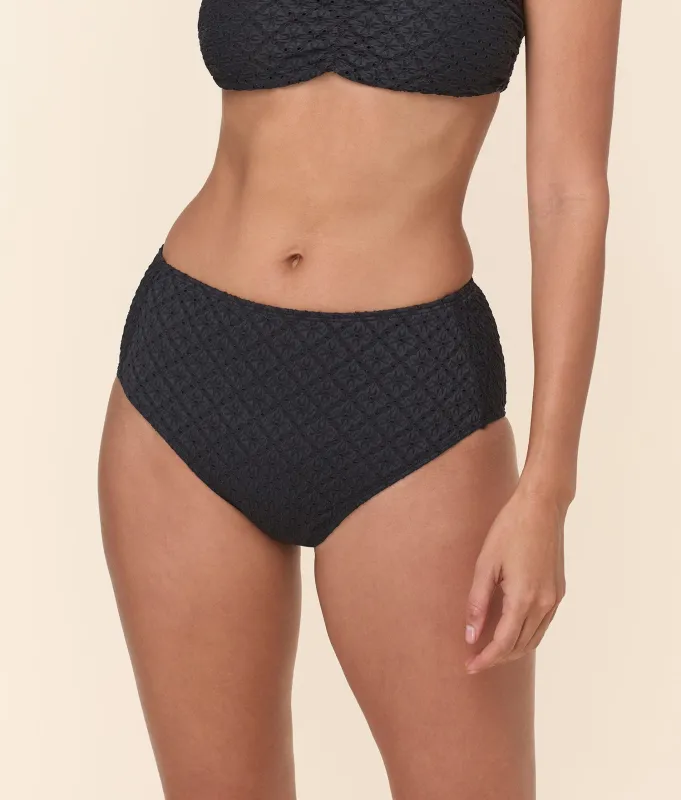 The High Waist Bikini Bottom - Eyelet - Black Eyelet sold by Andie