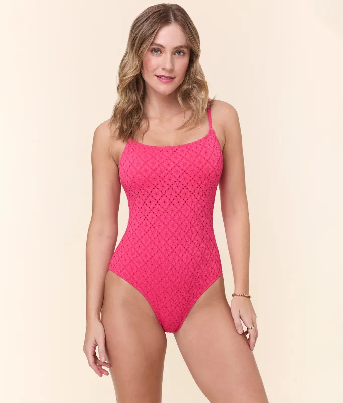 The Jetties One Piece - Eyelet - Begonia - Classic sold by Andie