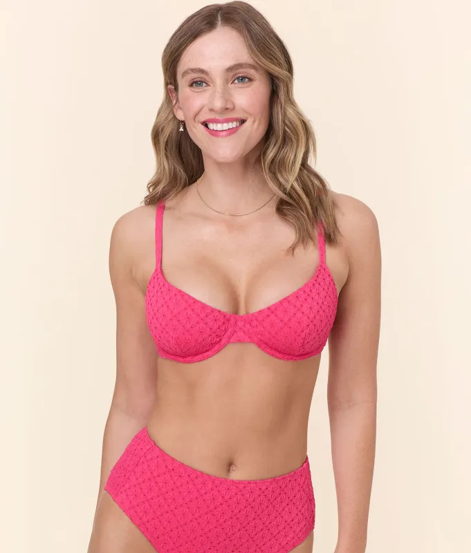The Bermuda Bikini Top - Eyelet - Begonia sold by Andie