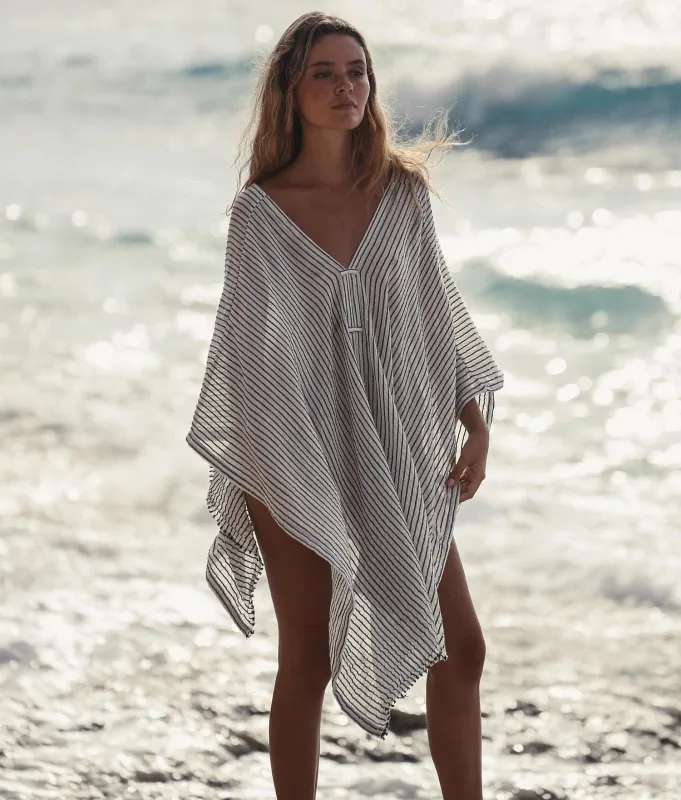 The Handloom Ava Kimono - Black Stripes sold by Andie