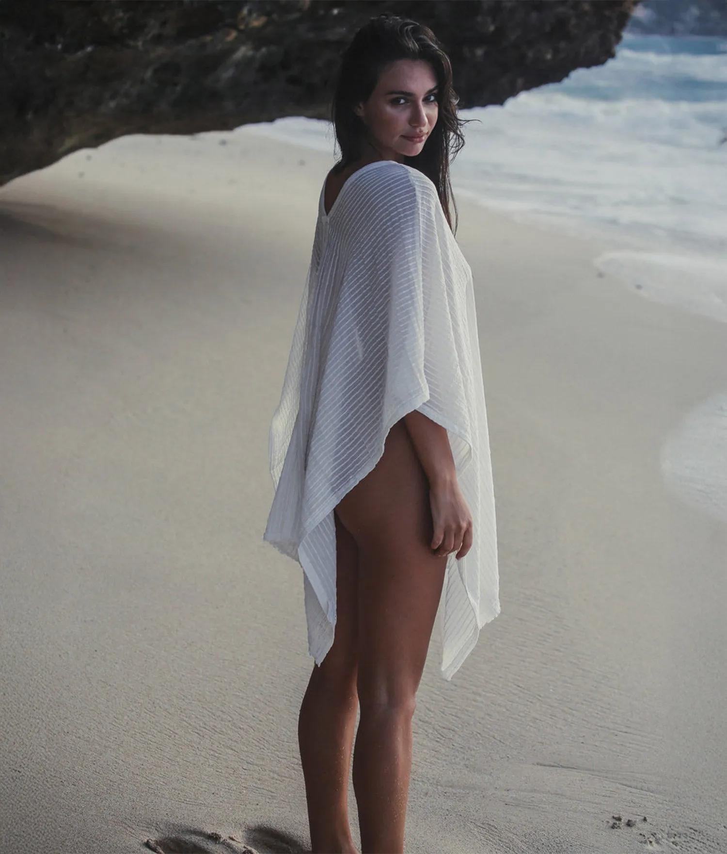The Handloom Ava Kimono - White Stripes sold by Andie product image thumbnail 3