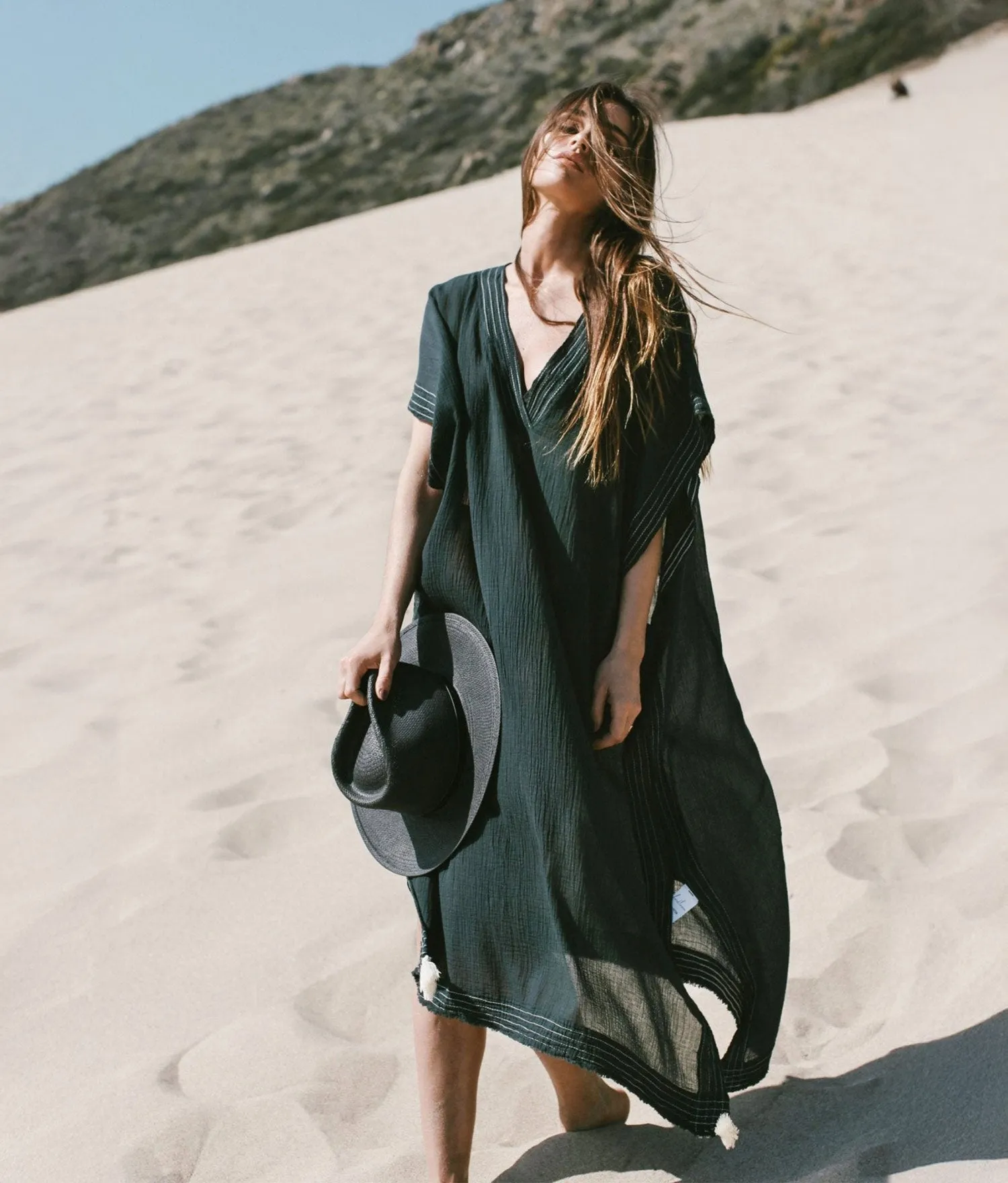 The Handloom Ela Kaftan - Black sold by Andie