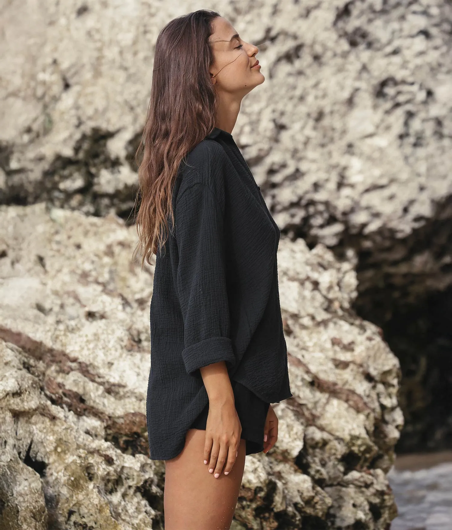 The Handloom Echo Maxi Shirt - Black sold by Andie product image thumbnail 2
