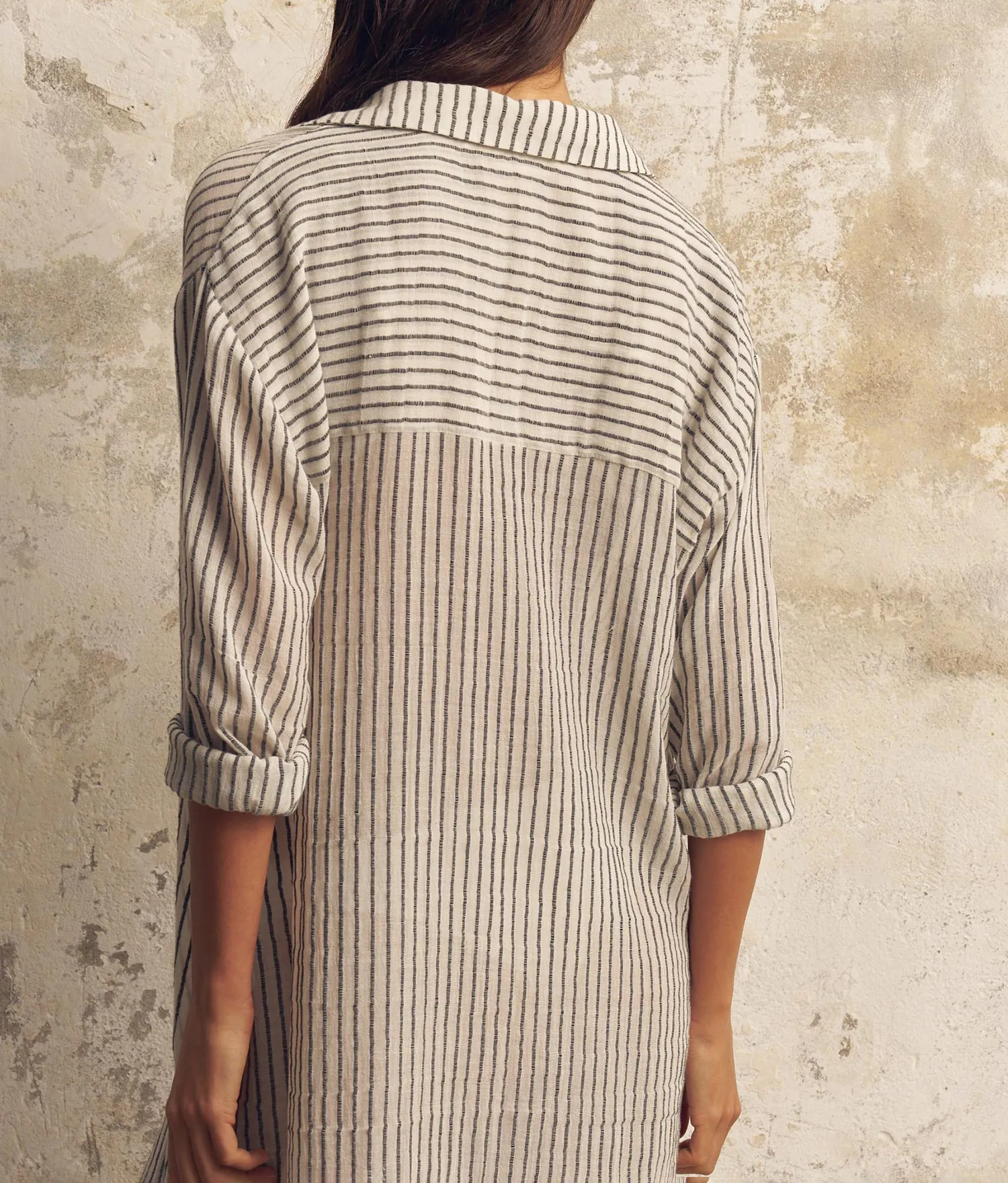The Handloom Voyage Shirt Dress - Black Stripes sold by Andie product image thumbnail 4