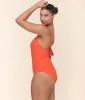 The Honolulu One Piece - Eco Ribbed - Vermillion - Long Torso sold by Andie