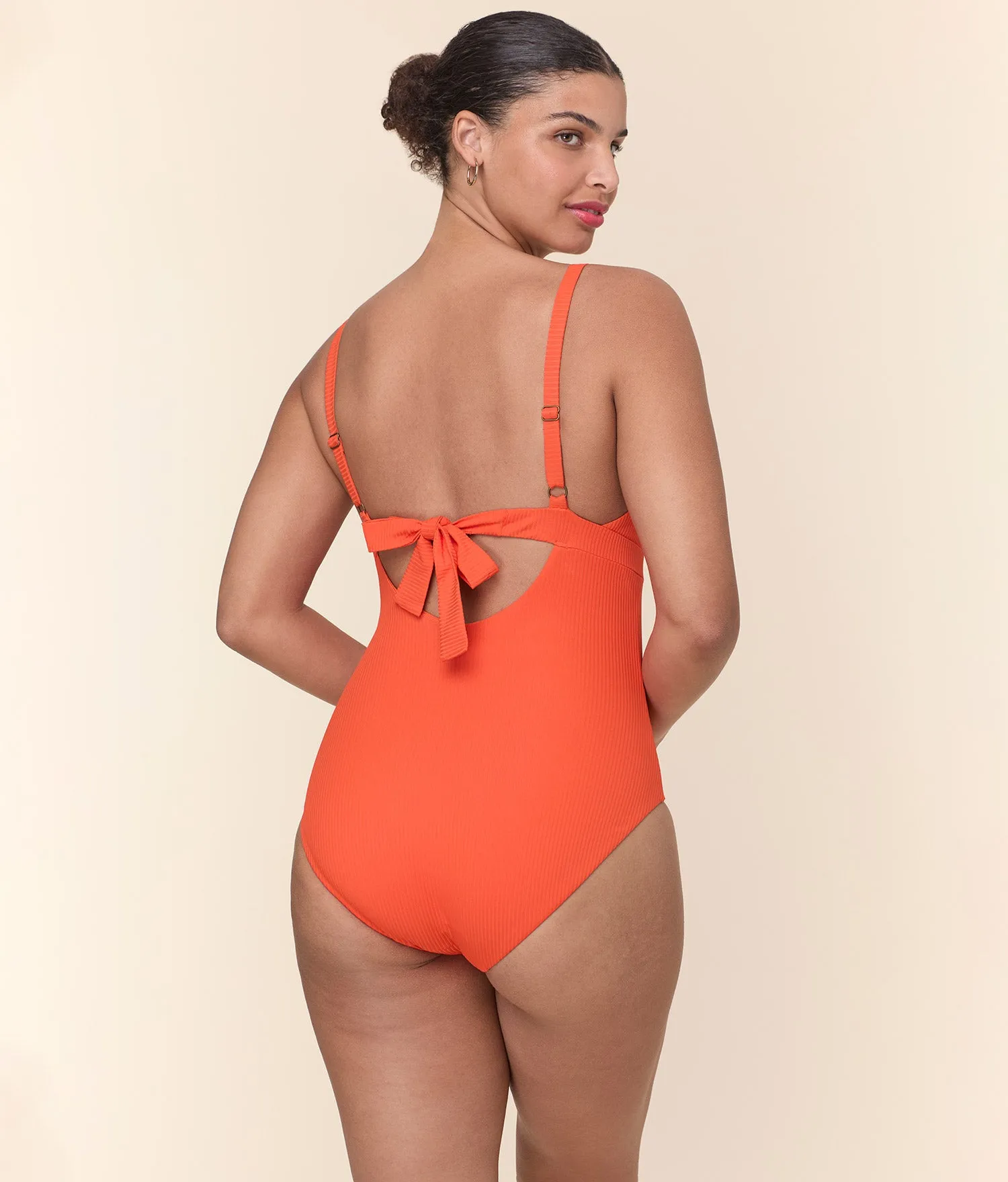 The Honolulu One Piece - Eco Ribbed - Vermillion - Long Torso sold by Andie product image thumbnail 2