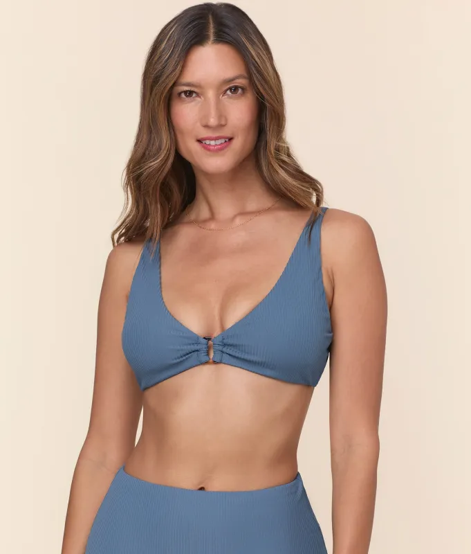The Nora Bikini Top - Eco Ribbed - Slate sold by Andie