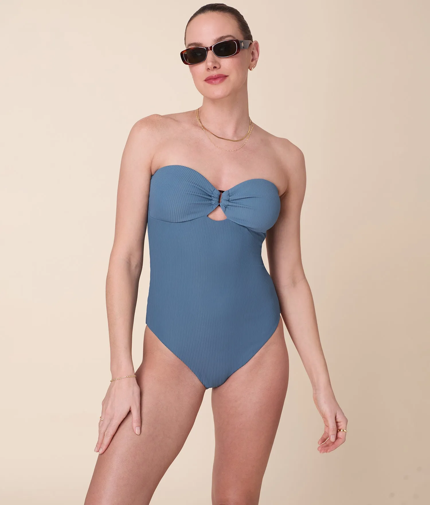 The Zoe One Piece - Eco Ribbed - Slate - Classic sold by Andie product image thumbnail 3