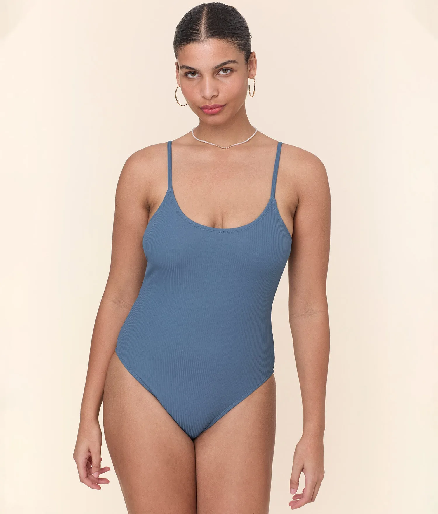 The Amalfi One Piece - Eco Ribbed - Slate - Long Torso sold by Andie