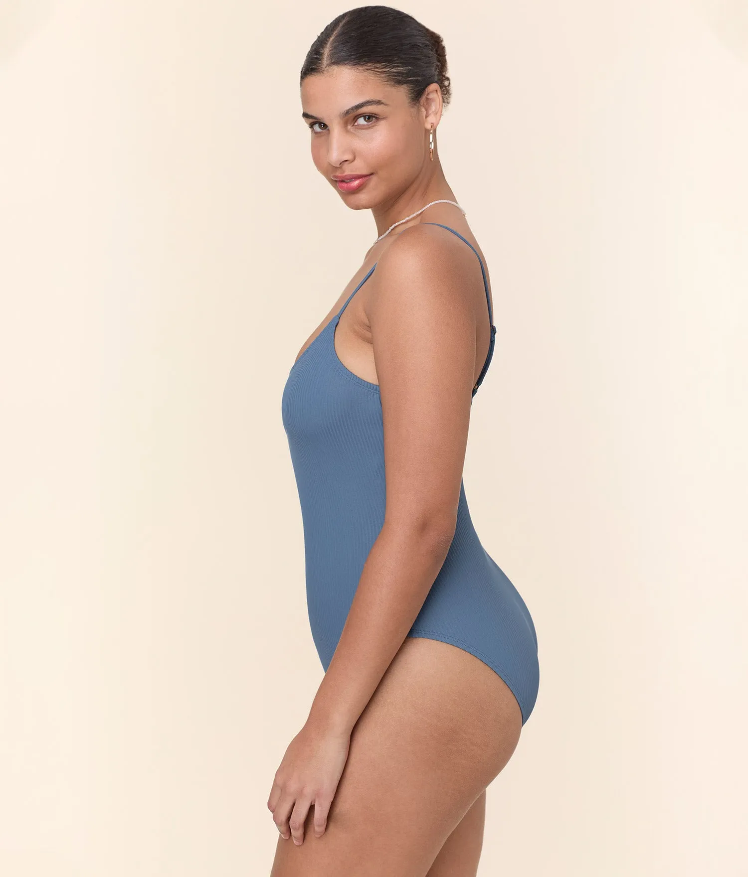 The Amalfi One Piece - Eco Ribbed - Slate - Long Torso sold by Andie product image thumbnail 3