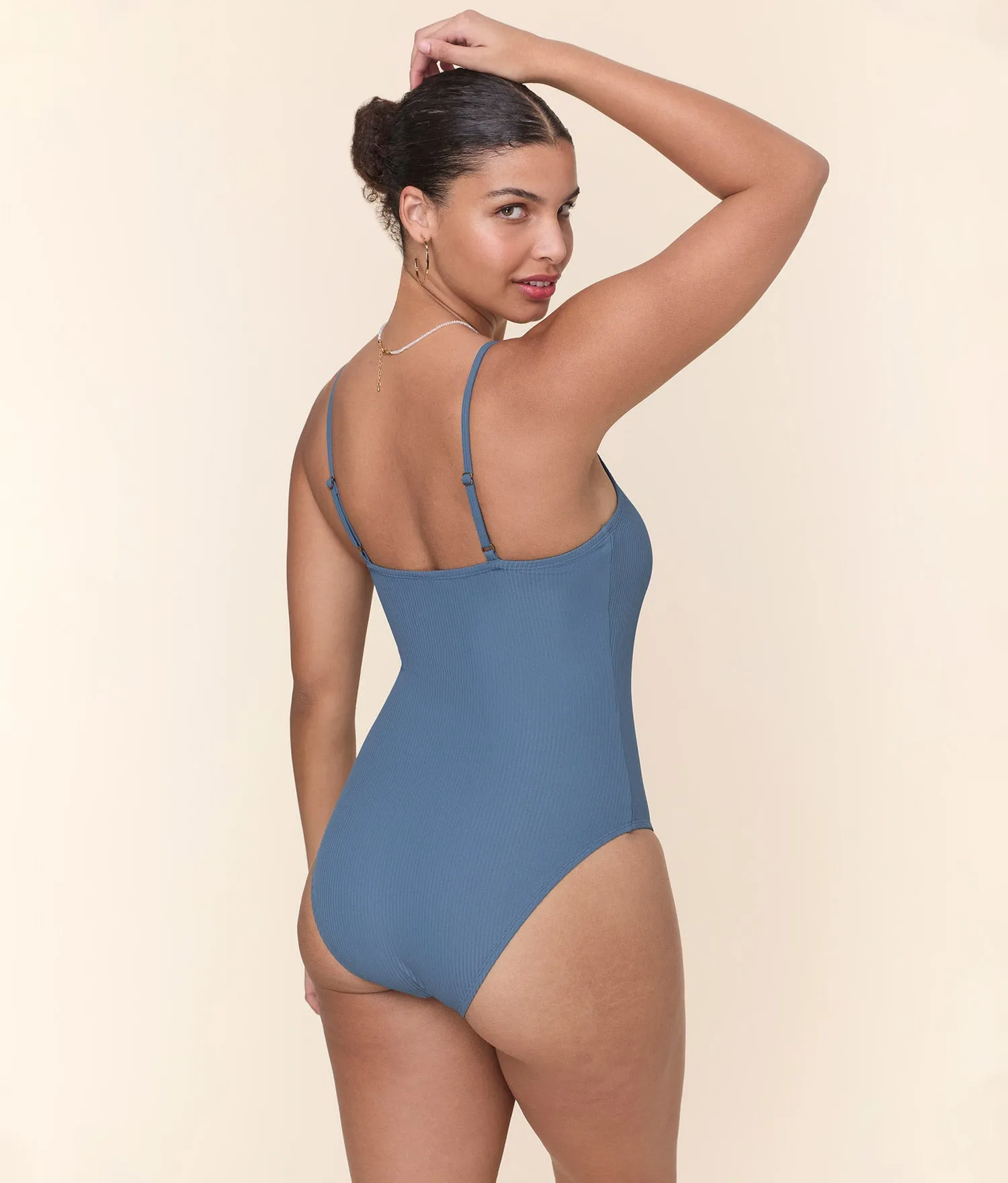 The Amalfi One Piece - Eco Ribbed - Slate - Long Torso sold by Andie product image thumbnail 2